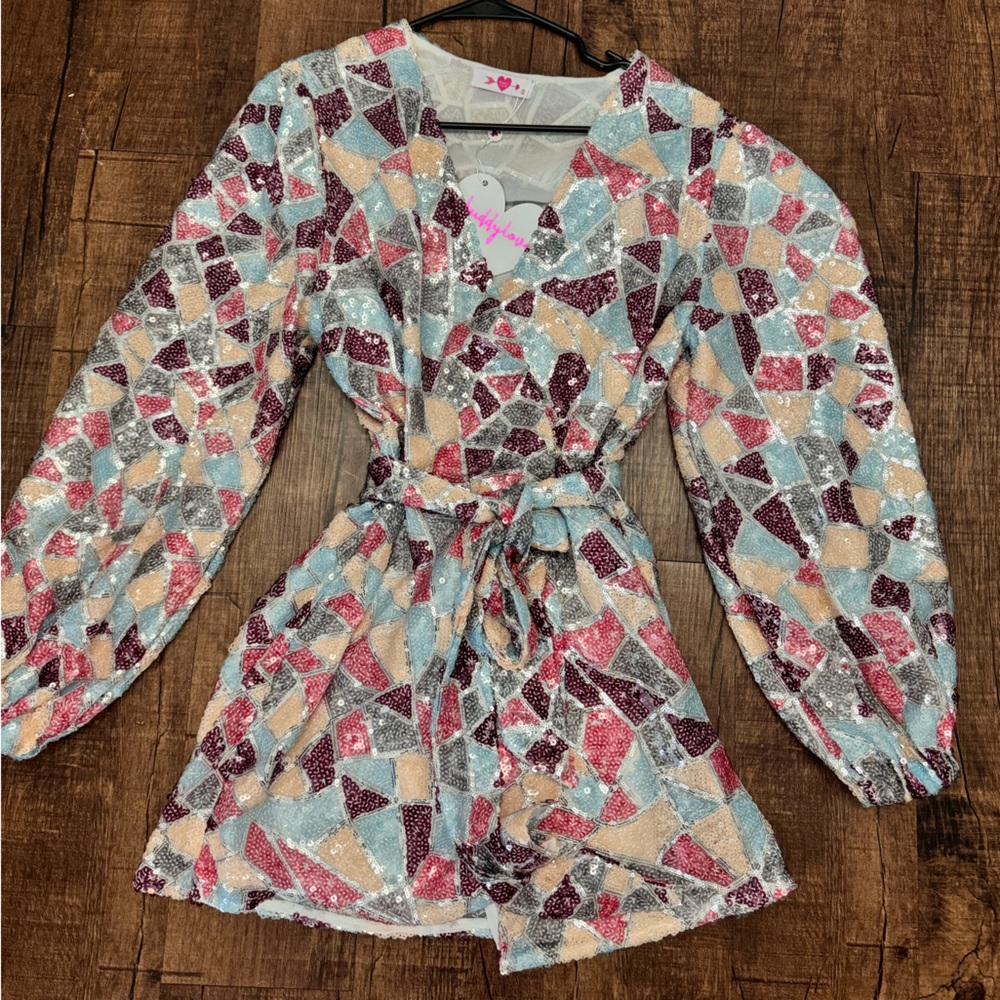 Buddy Love Sequin Wrap Dress